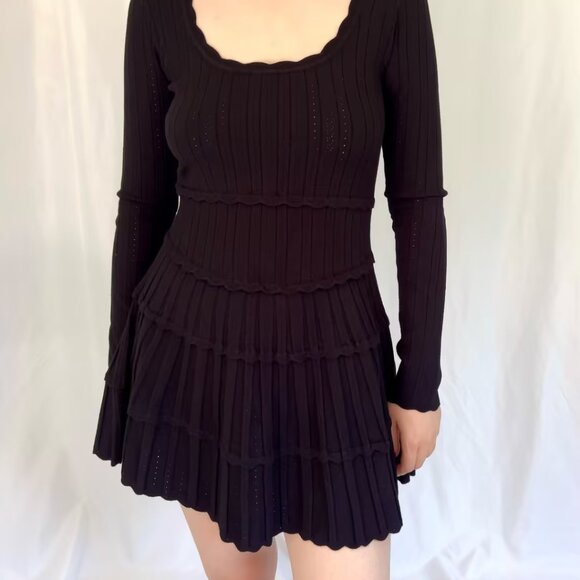 LSF Lavender Stretch Pointelle Mini Dress - Black - Picture 3 of 6